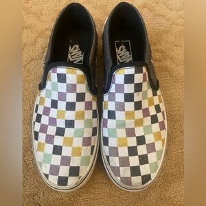 Women’s Vans glittery checkered.